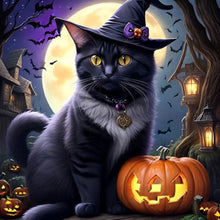 Load image into Gallery viewer, Diamond Painting - Full Round - Halloween Pumpkin Black Cat (40*40CM)
