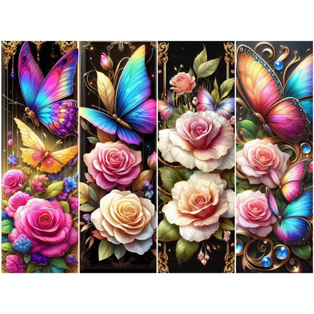 Diamond Painting - Full Round - Rose and butterfly (60*45CM)