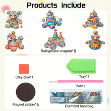 Load image into Gallery viewer, 6Pcs Acrylic Special Shape Cute Girls Fridge Stickers Diamond Art Magnets Decals
