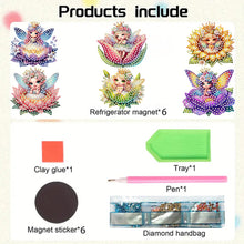 Load image into Gallery viewer, 6Pcs Acrylic Special Shape Cute Girls Fridge Stickers Diamond Art Magnets Decals
