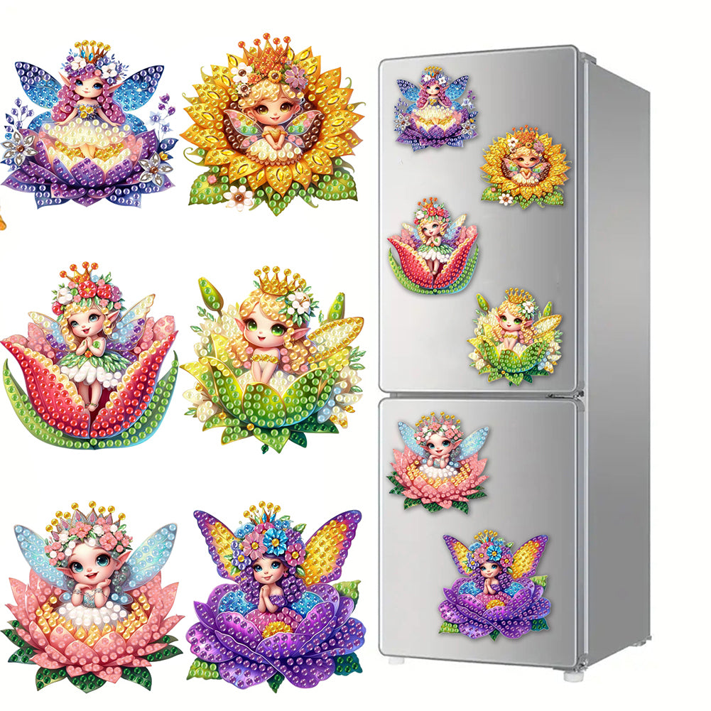 6Pcs Acrylic Special Shape Cute Girls Fridge Stickers Diamond Art Magnets Decals