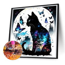 Load image into Gallery viewer, Diamond Painting - Full Round - Halloween black cat butterfly (30*30CM)
