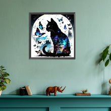 Load image into Gallery viewer, Diamond Painting - Full Round - Halloween black cat butterfly (30*30CM)
