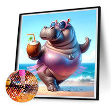 Load image into Gallery viewer, Diamond Painting - Full Round - Summer hippopotamus (30*30CM)
