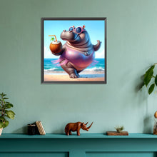 Load image into Gallery viewer, Diamond Painting - Full Round - Summer hippopotamus (30*30CM)
