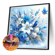 Load image into Gallery viewer, Diamond Painting - Full Round - Blue flower blue bird (30*30CM)
