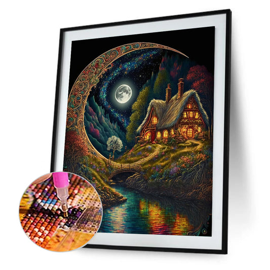 Diamond Painting - Full Round - Dreamlike moonlit night scenery (40*50CM)