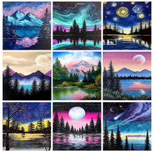 Load image into Gallery viewer, 9pcs Round Diamond Painting Set - Beautiful scenery
