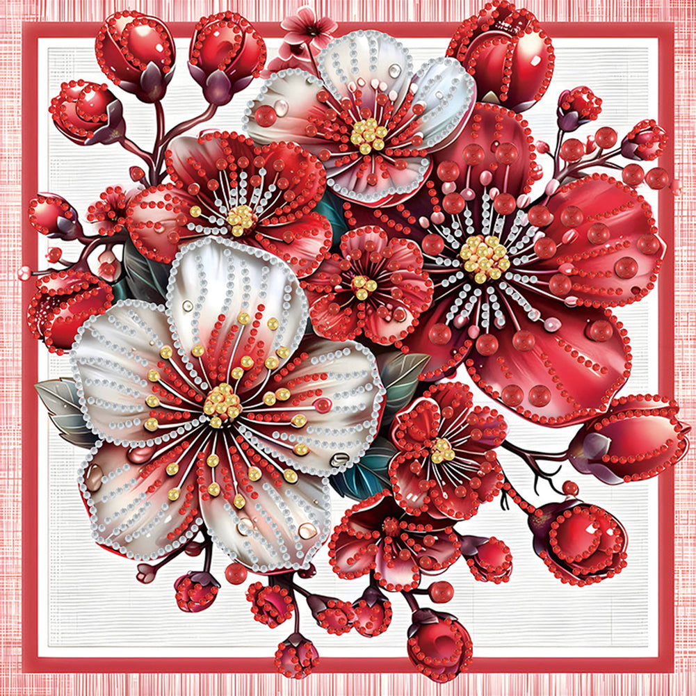 Diamond Painting - Partial Special Shaped - Red flower out of the frame (30*30CM)