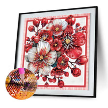 Load image into Gallery viewer, Diamond Painting - Partial Special Shaped - Red flower out of the frame (30*30CM)
