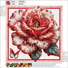 Load image into Gallery viewer, Diamond Painting - Partial Special Shaped - Red flower out of the frame (30*30CM)

