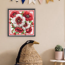 Load image into Gallery viewer, Diamond Painting - Partial Special Shaped - Red flower out of the frame (30*30CM)
