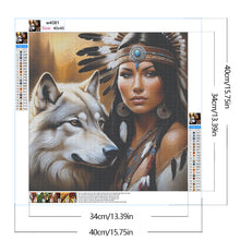 Load image into Gallery viewer, Diamond Painting - Full Round - Wolf and Indian girl (40*40CM)
