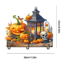 Load image into Gallery viewer, Wooden Special Shape Pumpkins And Lantern 3 Hooks Diamond Painting Hook Rail
