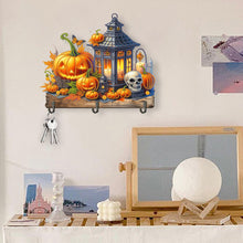Load image into Gallery viewer, Wooden Special Shape Pumpkins And Lantern 3 Hooks Diamond Painting Hook Rail
