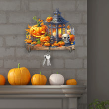 Load image into Gallery viewer, Wooden Special Shape Pumpkins And Lantern 3 Hooks Diamond Painting Hook Rail
