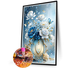 Load image into Gallery viewer, Diamond Painting - Full Round - Blue and white flowers (40*60CM)
