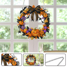 Load image into Gallery viewer, Acrylic Special Shape Black Bow Pumpkin DIY Diamond Garland Pendant Kit
