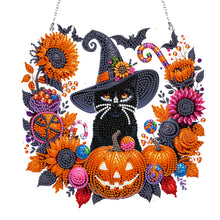 Load image into Gallery viewer, Acrylic Special Shape Black Cat Pumpkin DIY Diamond Garland Pendant Kit
