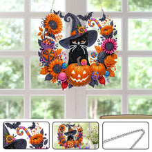 Load image into Gallery viewer, Acrylic Special Shape Black Cat Pumpkin DIY Diamond Garland Pendant Kit
