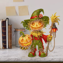 Load image into Gallery viewer, Acrylic Special Shaped Pumpkin Scarecrow Desktop Shake Head Diamond Art Kit
