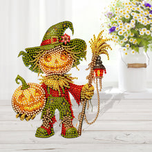 Load image into Gallery viewer, Acrylic Special Shaped Pumpkin Scarecrow Desktop Shake Head Diamond Art Kit
