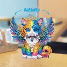 Load image into Gallery viewer, Acrylic Special Shaped Angel Wings Cat Desktop Shake Head Diamond Art Kit Decor
