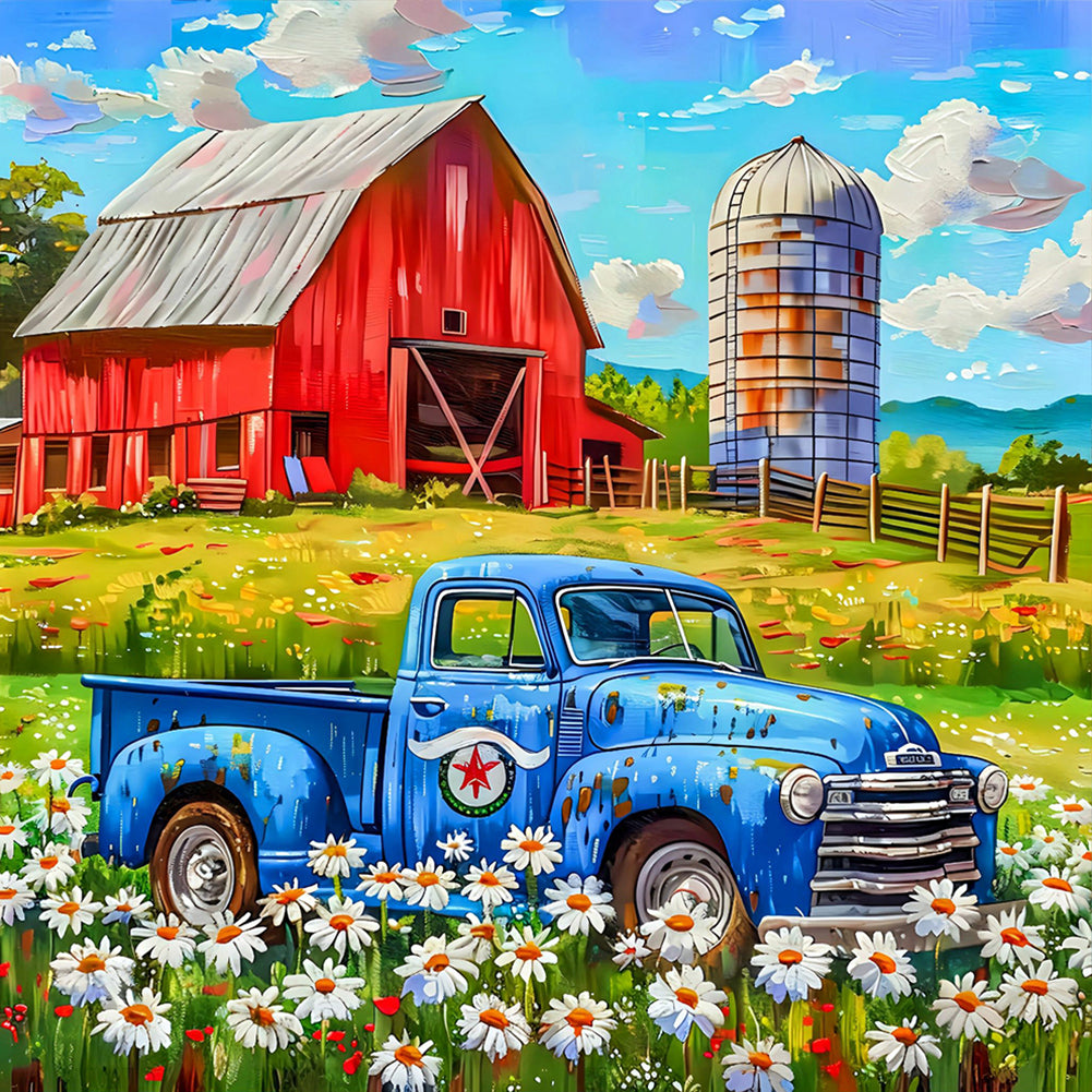 Diamond Painting - Full Round - Farm and car (40*40CM)