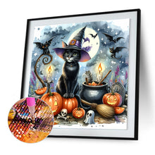 Load image into Gallery viewer, Diamond Painting - Full Round - Halloween cat and pumpkin (30*30CM)
