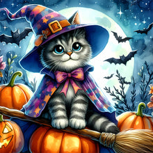 Load image into Gallery viewer, Diamond Painting - Full Round - Halloween cat and pumpkin (30*30CM)
