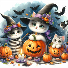 Load image into Gallery viewer, Diamond Painting - Full Round - Halloween cat and pumpkin (30*30CM)
