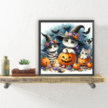 Load image into Gallery viewer, Diamond Painting - Full Round - Halloween cat and pumpkin (30*30CM)
