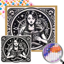 Load image into Gallery viewer, AB Diamond Painting - Full Round - Dragon and occult girl (50*45CM)
