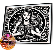 Load image into Gallery viewer, AB Diamond Painting - Full Round - Dragon and occult girl (50*45CM)

