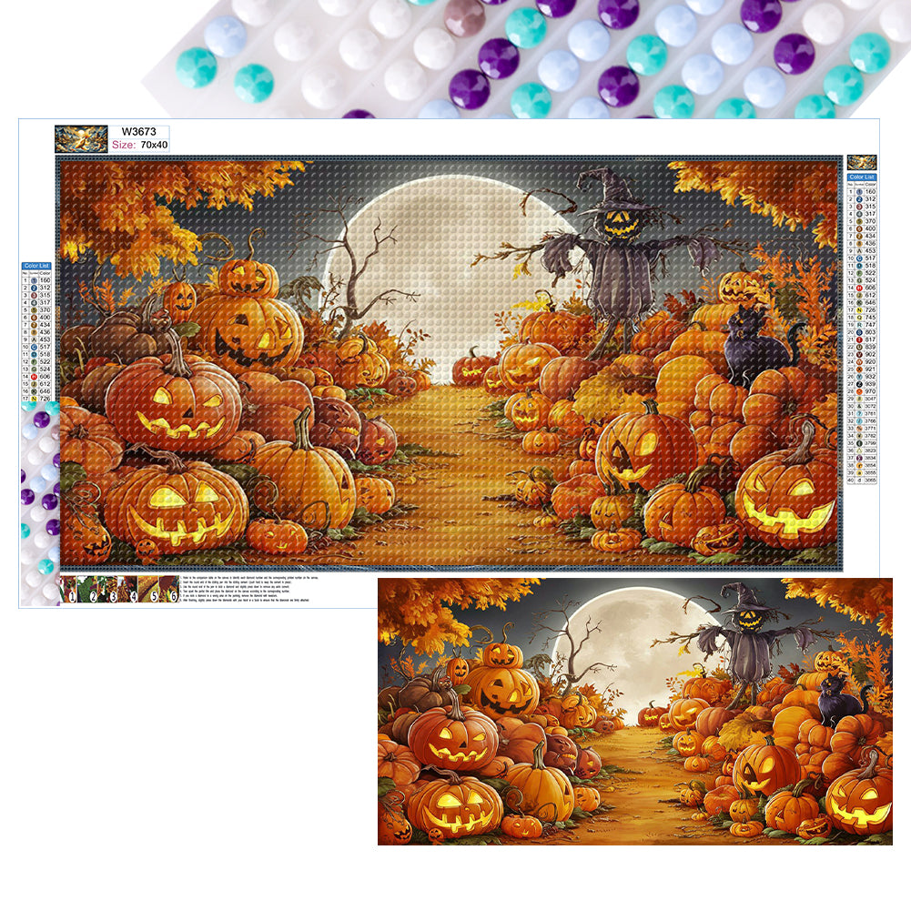 Diamond Painting - Full Round - Halloween pumpkin night (70*40CM)