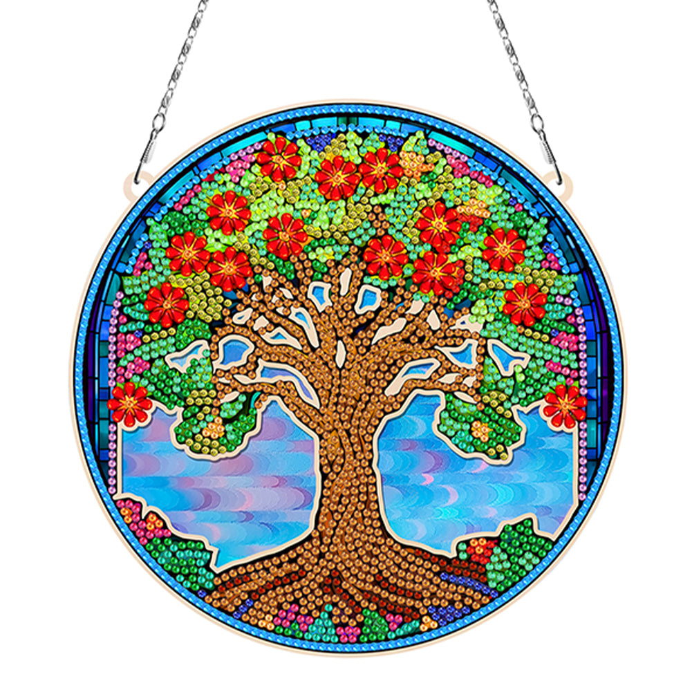 Suncatcher Tree Of LifeDiamond Painting Hanging Pendants for Kid DIY Craft