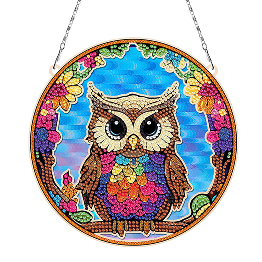 Suncatcher Owl Diamond Painting Hanging Pendants for Kid Adults DIY Craft