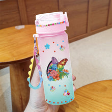 Load image into Gallery viewer, 470ml Rainbow Butterfly DIY Diamond Painting Cup Diamond Decorate Water Bottle
