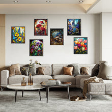 Load image into Gallery viewer, 6pcs Round Diamond Painting Set - Glass art flowers and plants (30*40CM)
