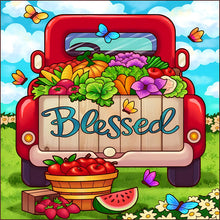 Load image into Gallery viewer, Diamond Painting - Full Round - Old car with harvest fruits (30*30CM)

