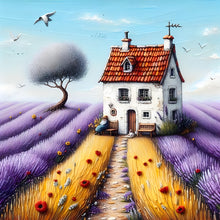 Load image into Gallery viewer, Diamond Painting - Full Round - Purple flower field house (30*30CM)
