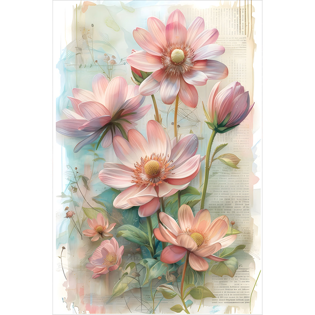 Diamond Painting - Full Round - Pink lotus (40*60CM)