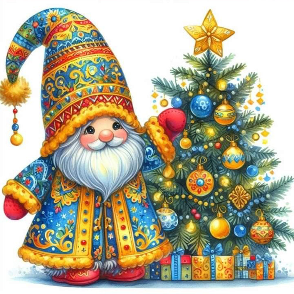 Diamond Painting - Full Round - Christmas Gnome Christmas Tree (40*40CM)