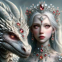 Load image into Gallery viewer, Diamond Painting - Full Round - dragon and girl (50*50CM)
