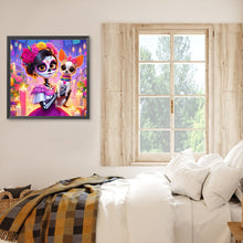 Load image into Gallery viewer, Diamond Painting - Full Round - skull girl and dog (50*50CM)
