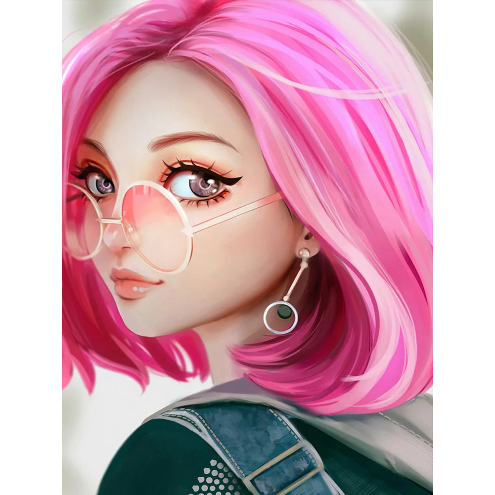 Diamond Painting - Full Round - pink hair girl (30*40CM)