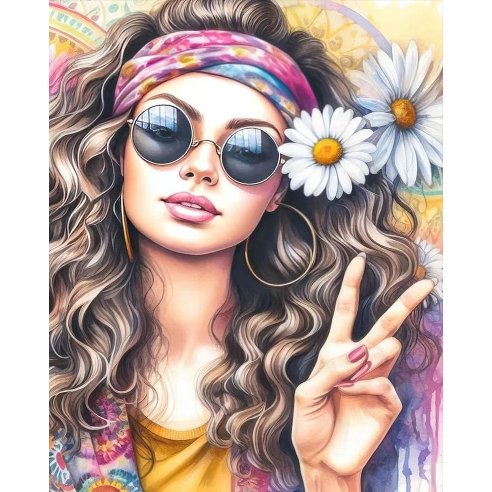 Diamond Painting - Full Round - free and easy girl (40*50CM)