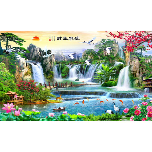 Diamond Painting - Full Round - Lake waterfall (90*55CM)