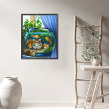 Load image into Gallery viewer, AB Diamond Painting - Full Round - Kitten Observing Goldfish (40*50CM)
