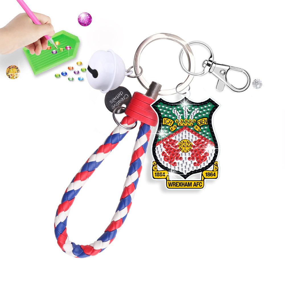 PET Double Sided Football Club Diamond Art Keyring for Home Birthday Party Decor
